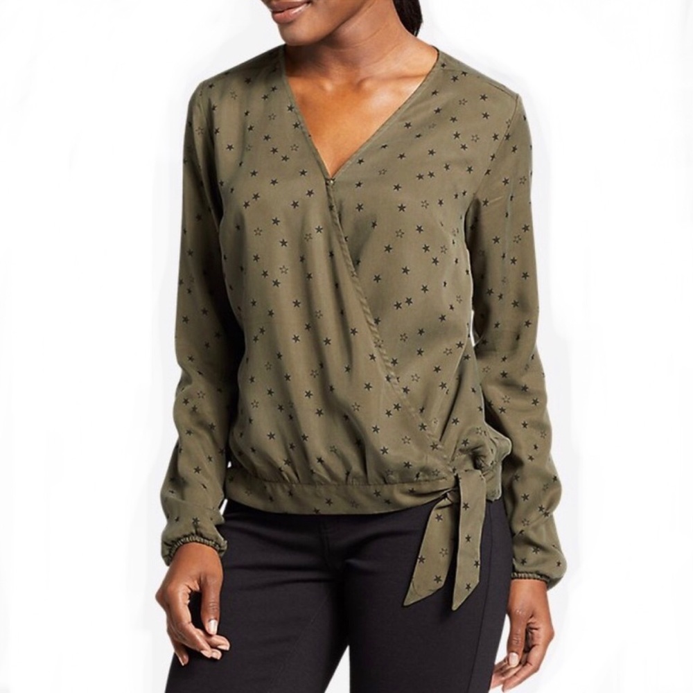 Eddie Bauer Tranquil Tie-wrap tencel top in olive. NWT